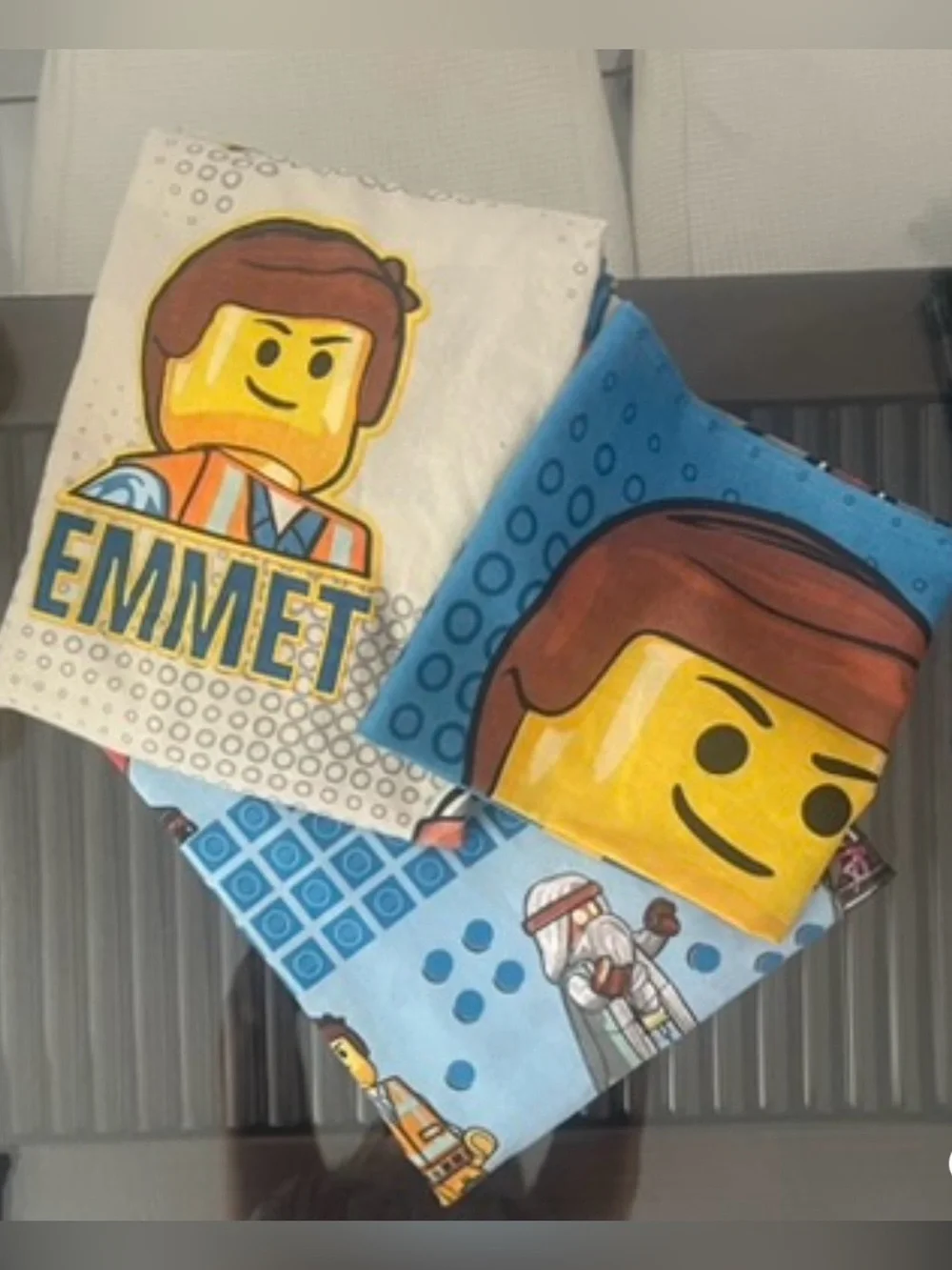 Lego Emmet Blue & White Reversible Comforter and Bed Set